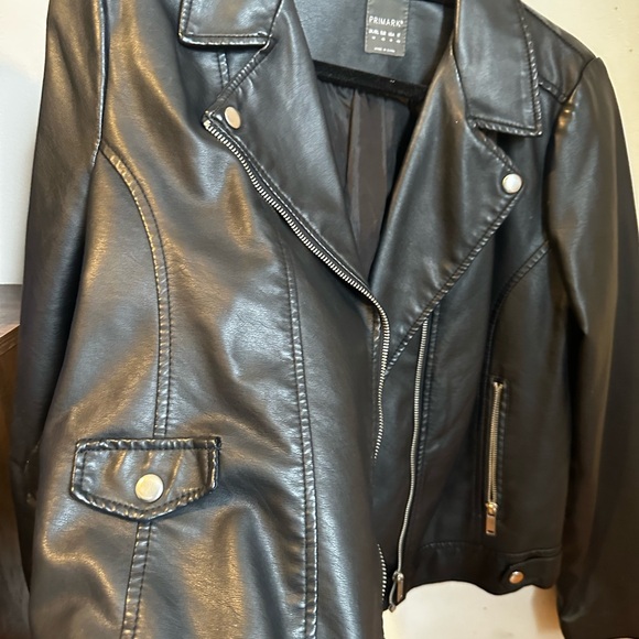 Primark Black Leather Biker Jacket - Picture 3 of 3